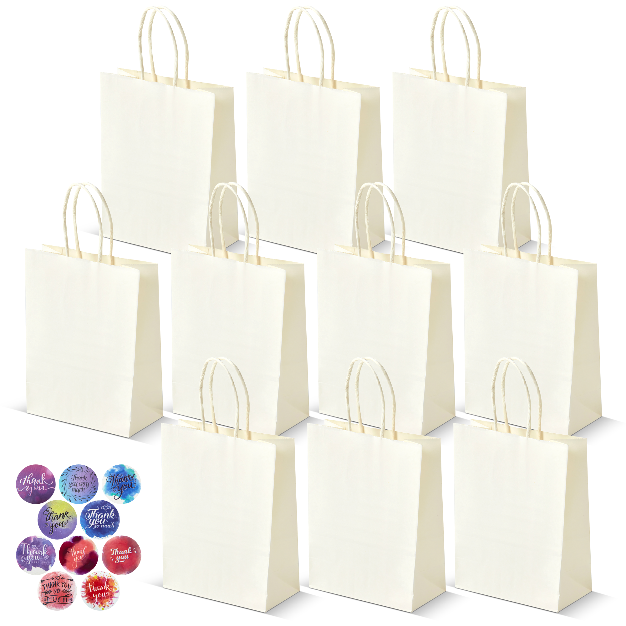 10 Pack White Color Kraft Bags