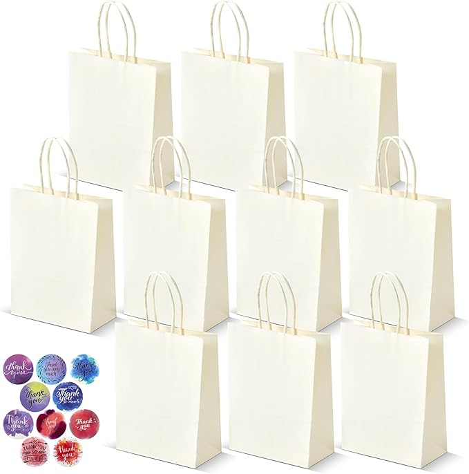 HURUC Colourful Paper Party Bags with Handles 30 Pack