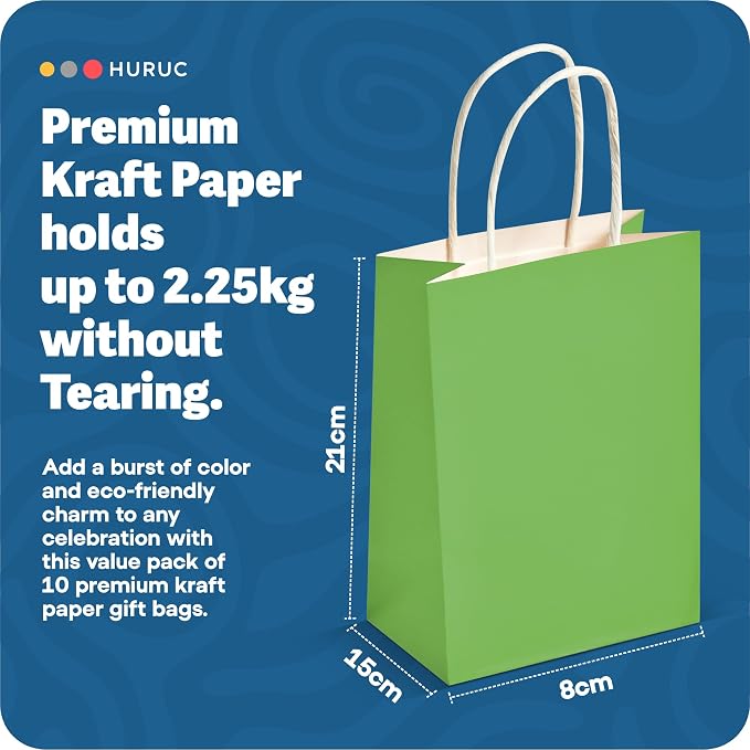 HURUC Colourful Paper Party Bags with Handles 30 Pack