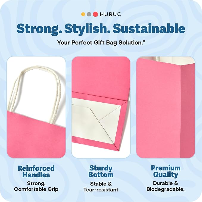 HURUC Colourful Paper Party Bags with Handles 30 Pack