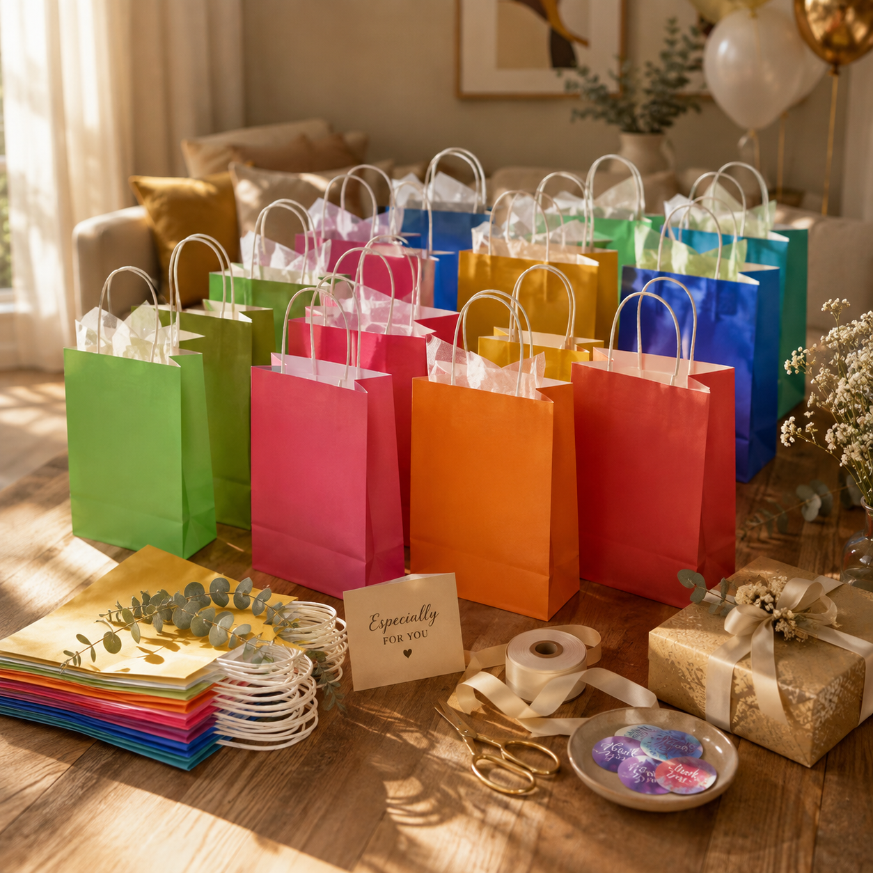 10 Pack Mix Color Kraft Bags