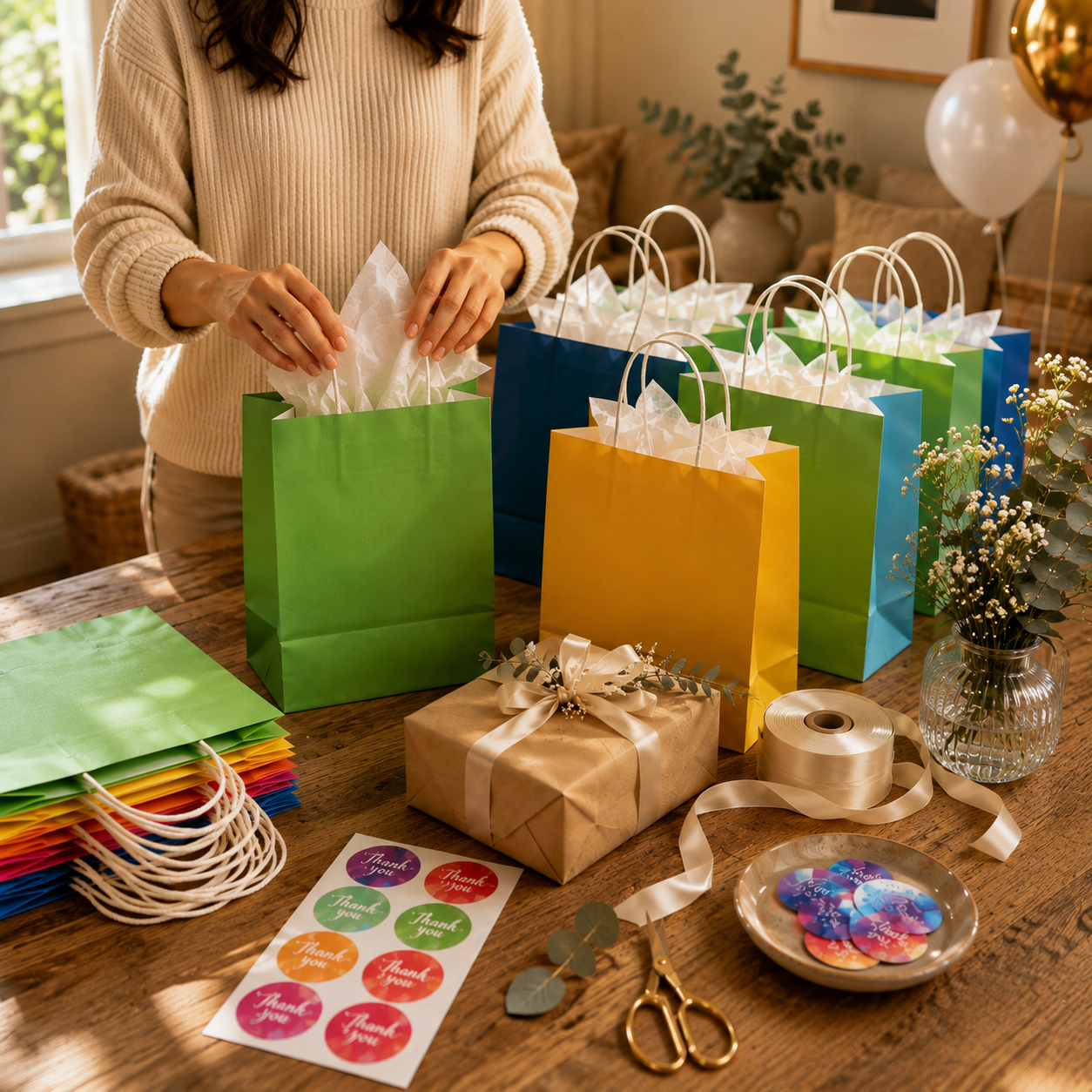 10 Pack Mix Color Kraft Bags