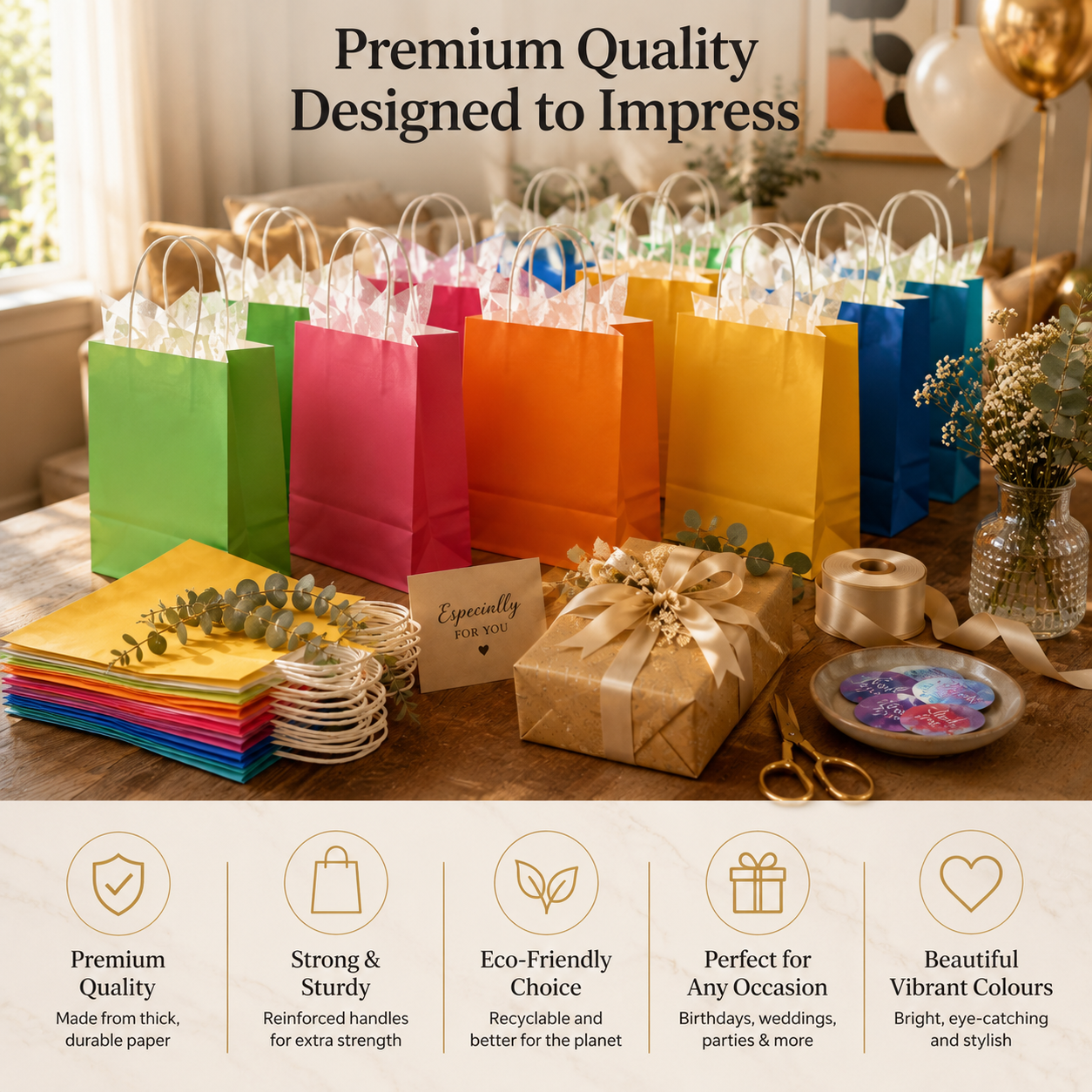 10 Pack Mix Color Kraft Bags